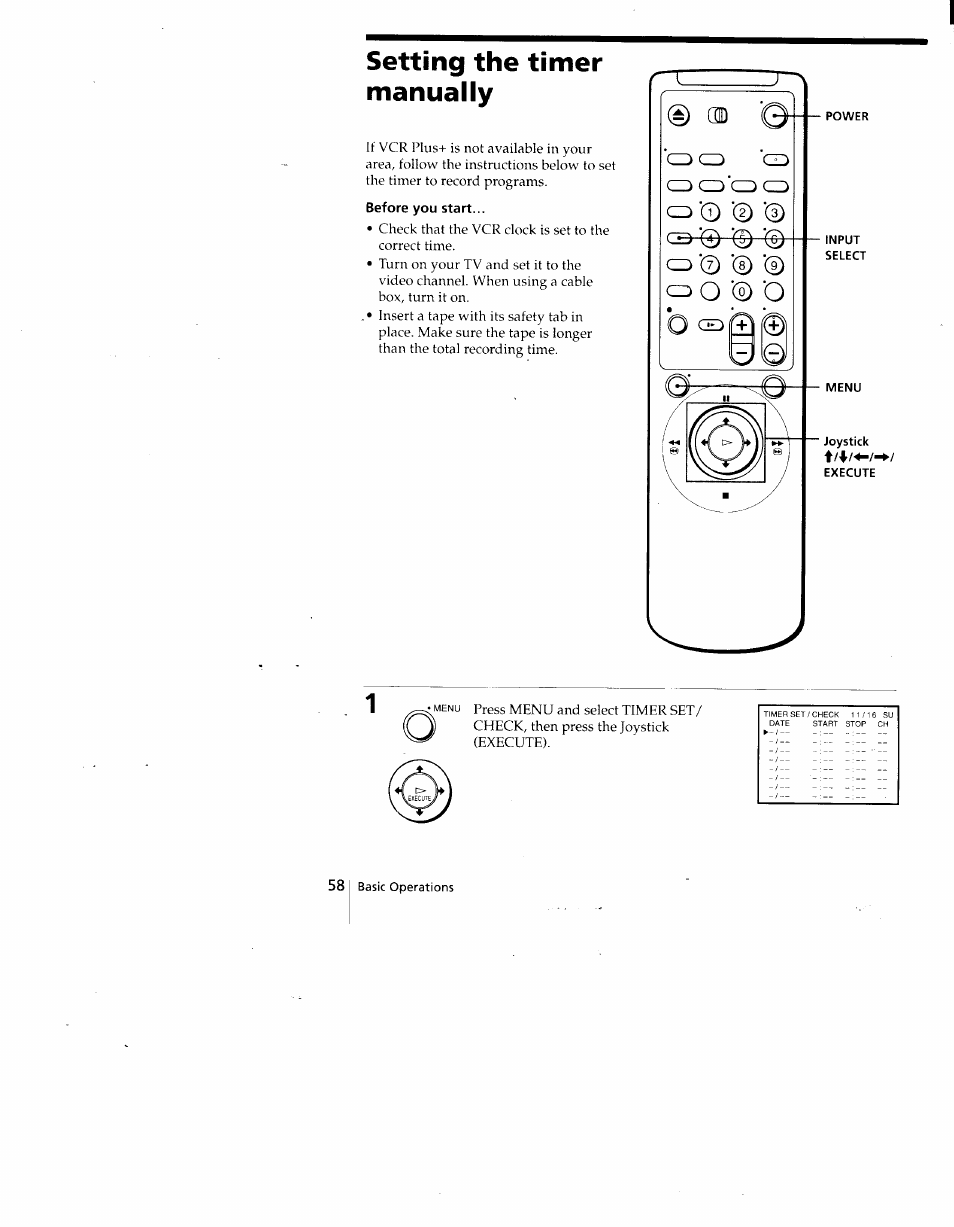 Setting the timer manually | Sony SLV-775HF User Manual | Page 58 / 80