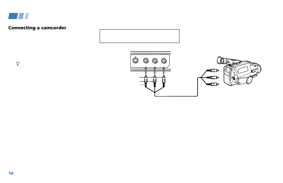 Connecting and installing the tv (continued), Connecting a camcorder | Sony WEGA KV-36XBR250 User Manual | Page 16 / 46