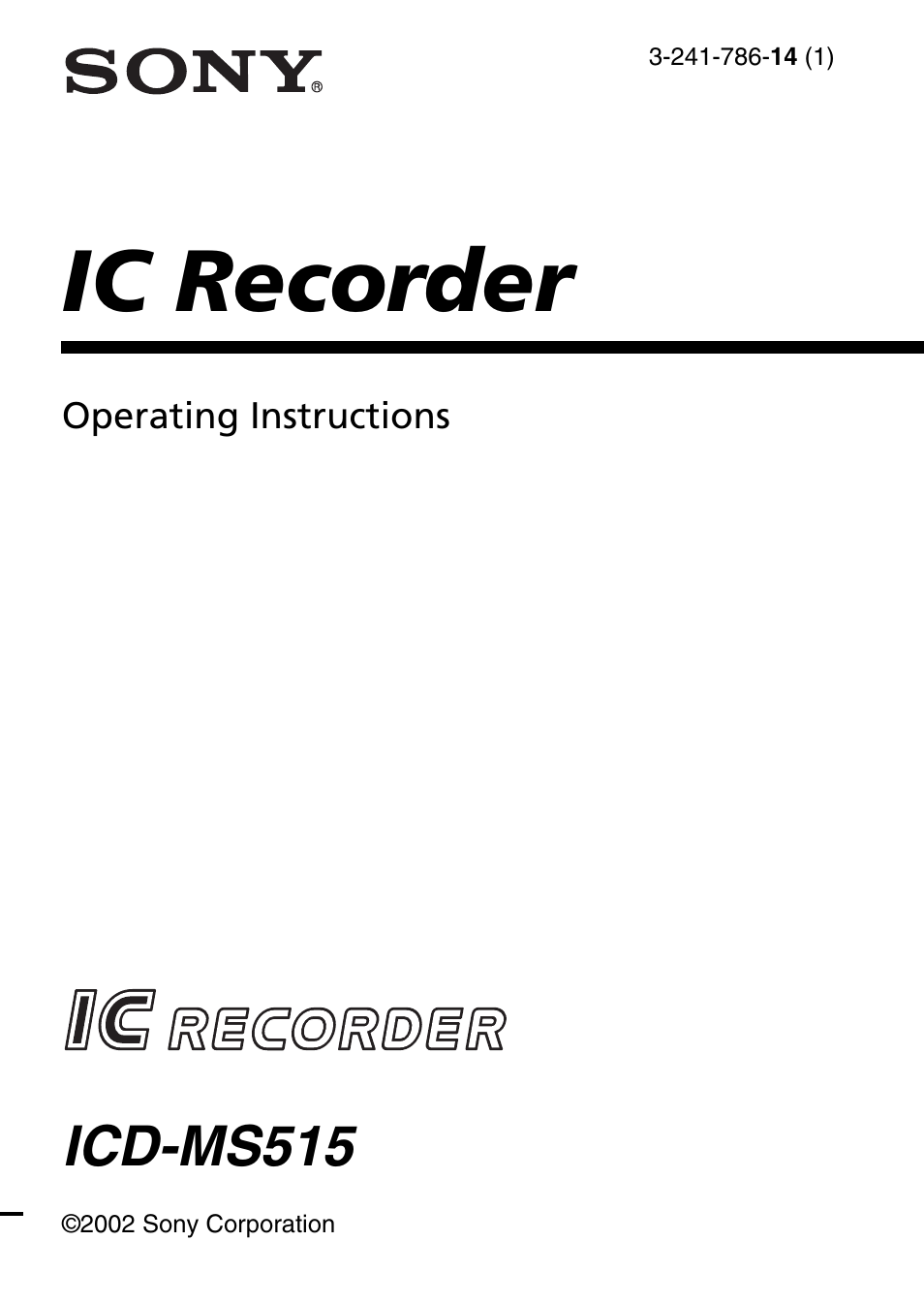 Sony ICD-BP User Manual | 96 pages