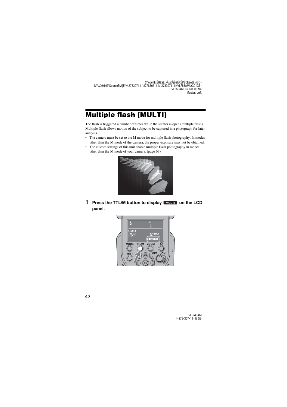 Multiple flash (multi) | Sony HVL-F43AM User Manual | Page 42 / 76