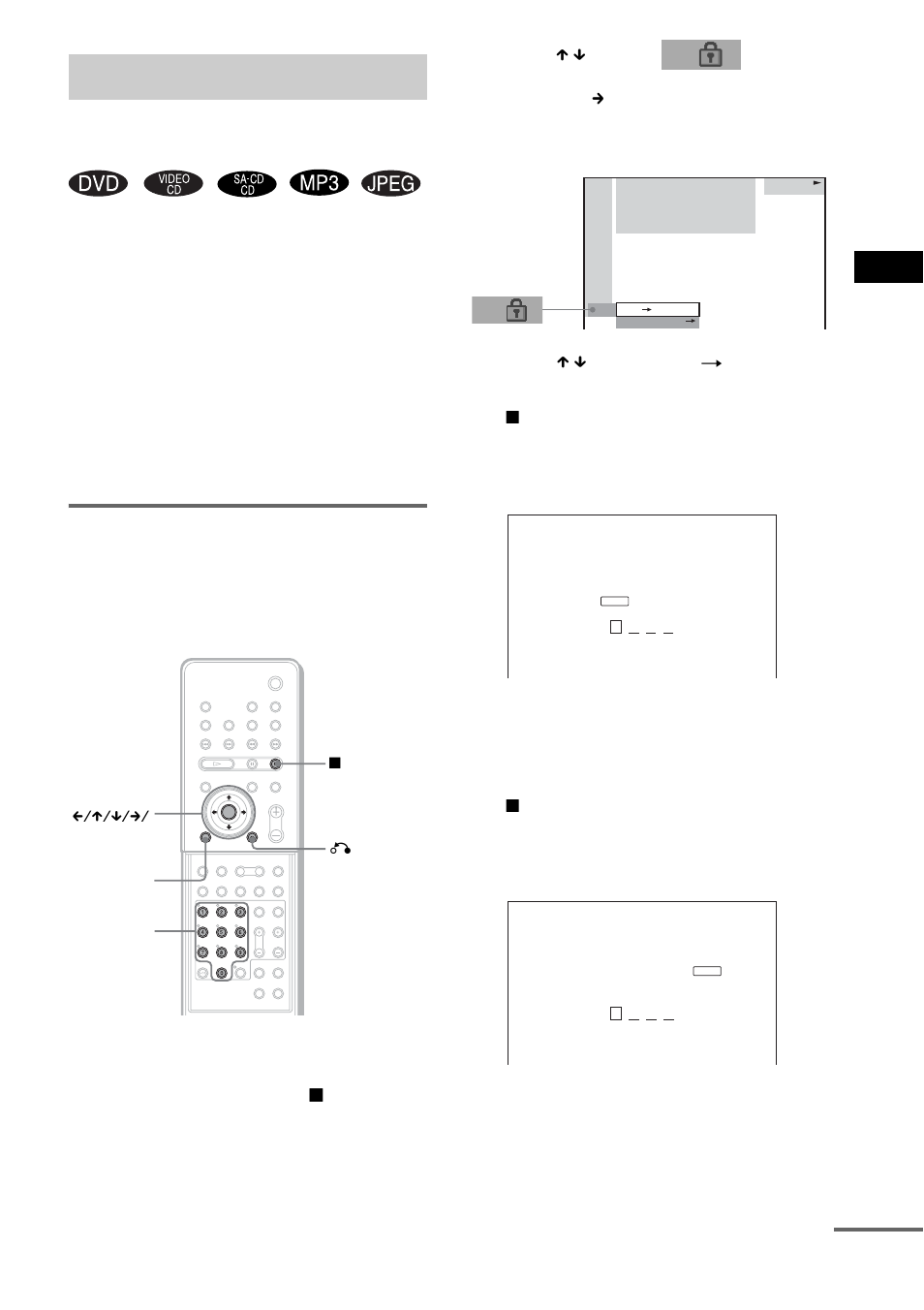 Locking discs, Custom parental control, Custom parental control, parental control) | Sony DAV-SR2 User Manual | Page 55 / 100