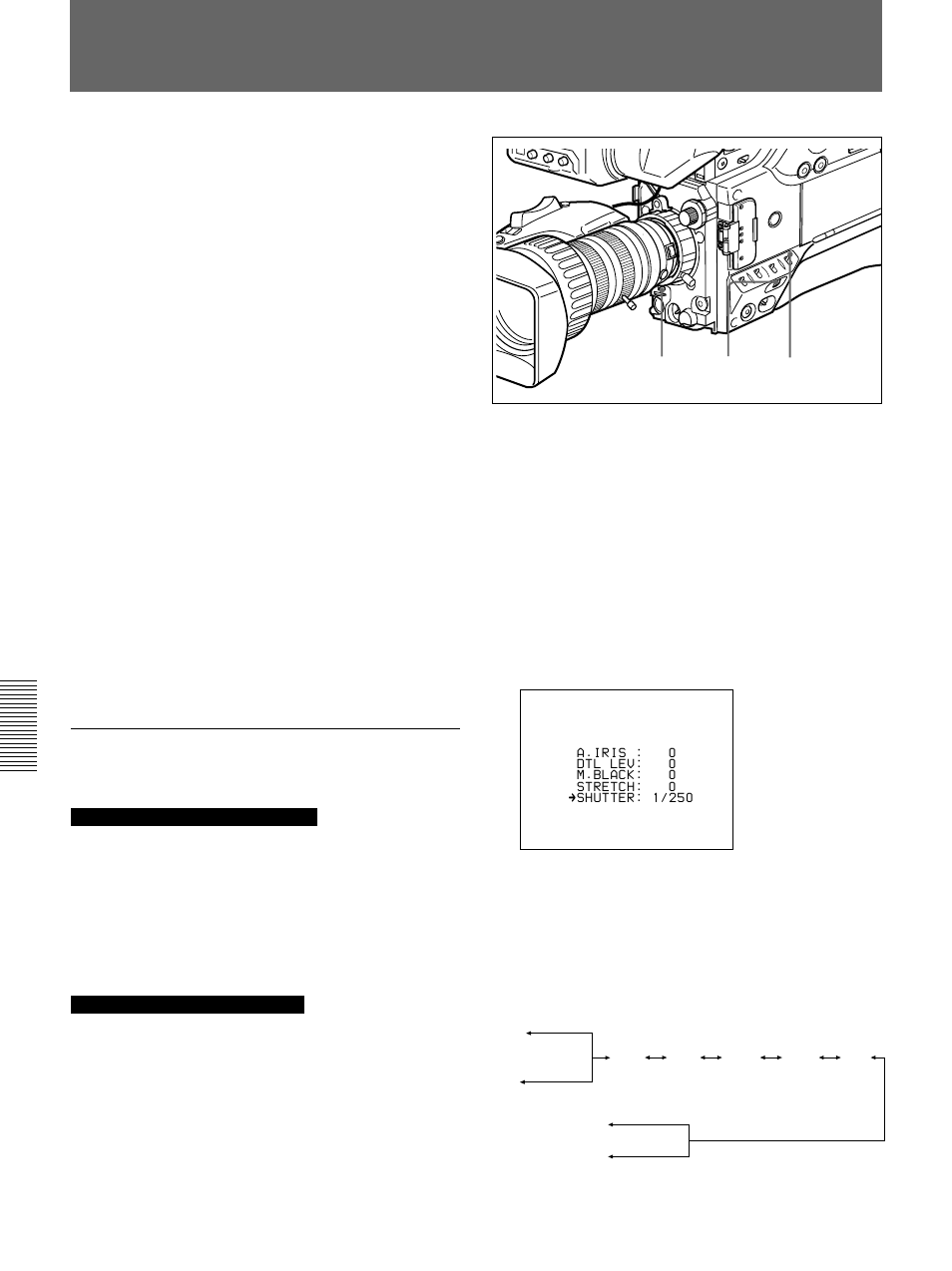 Shutter settings, Setting the shutter speed, cls and evs function | Sony 500WSPL User Manual | Page 116 / 144