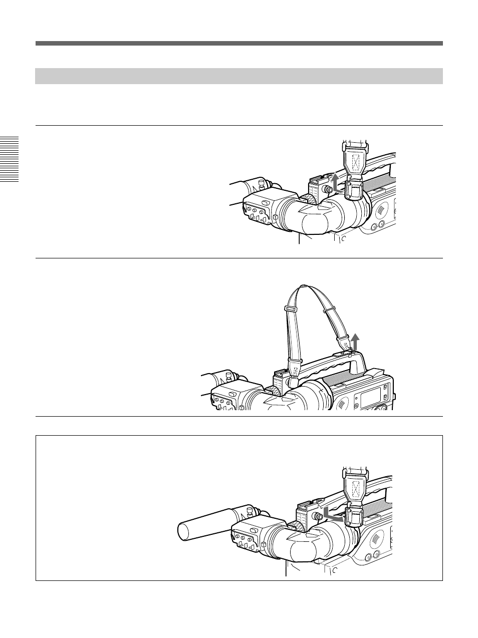 Fitting the shoulder strap, Using accessories fitting the shoulder strap | Sony 500WSPL User Manual | Page 38 / 144