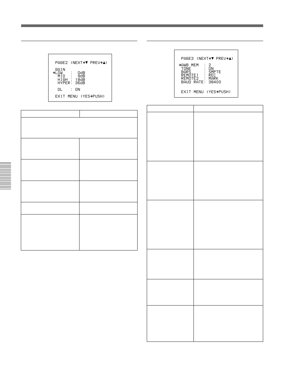 Viewfinder advanced menu, Advanced menu page 3, Advanced menu page 2 | Sony 500WSPL User Manual | Page 88 / 144
