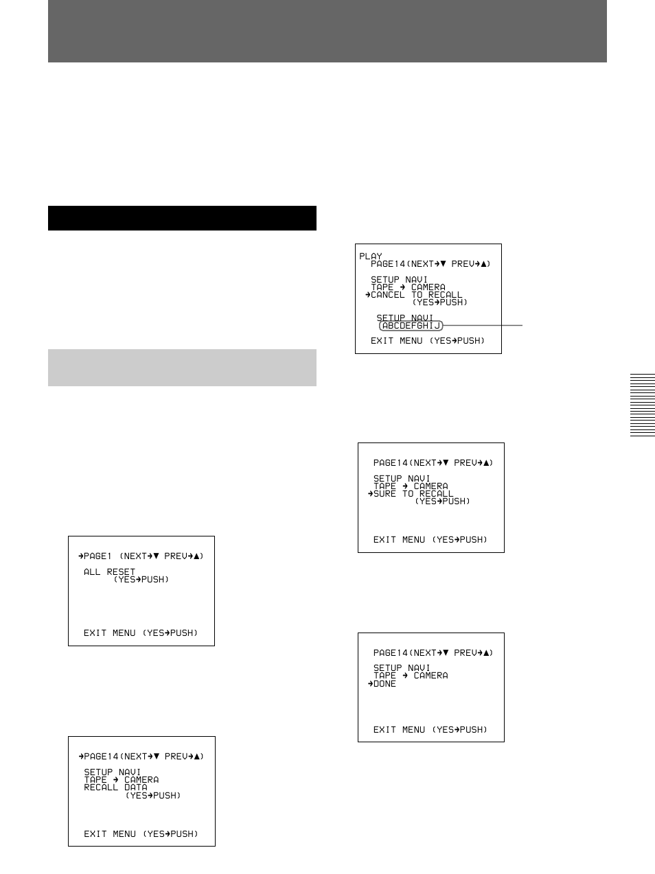 Using setupnavi and setuplog, Setting up the camera using data recorded on tape | Sony 500WSPL User Manual | Page 99 / 144