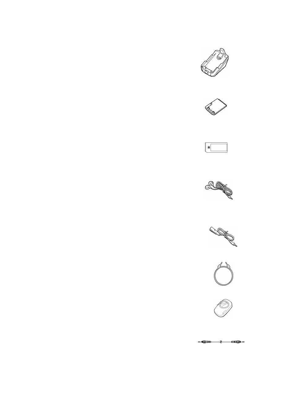 6 desktop charger, 7 standard battery, 10 remote with microphone | 11 optical cable, 12 carry bag, 13 analog audio cable | Sony CMD MZ5 User Manual | Page 10 / 35