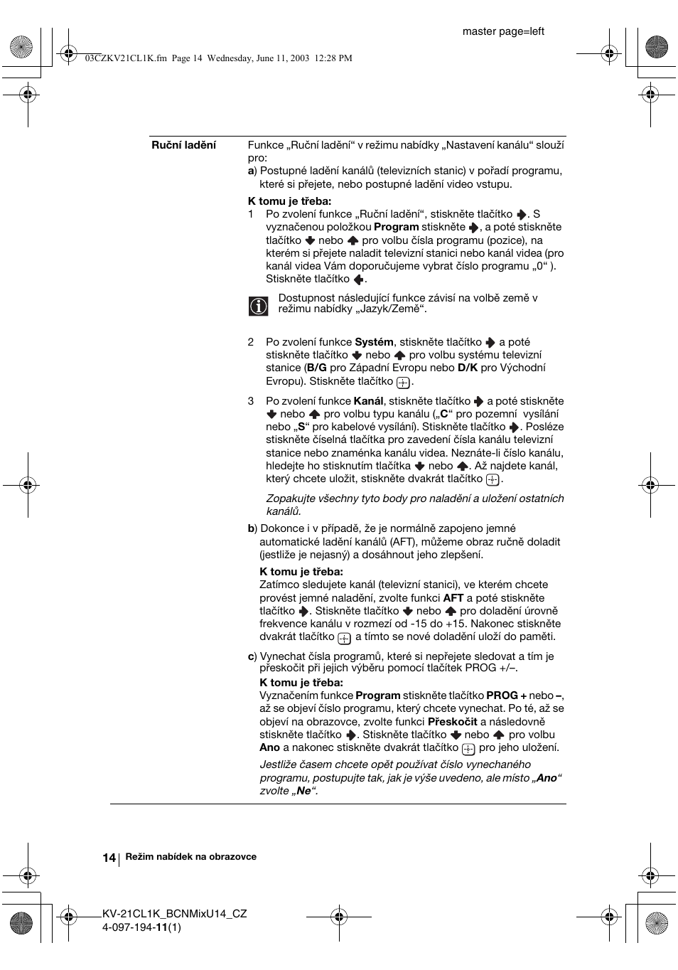 Sony KV-21CL1K User Manual | Page 50 / 128