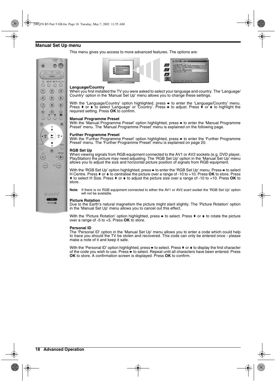Sony WEGA KV-29FQ76 K User Manual | Page 68 / 148
