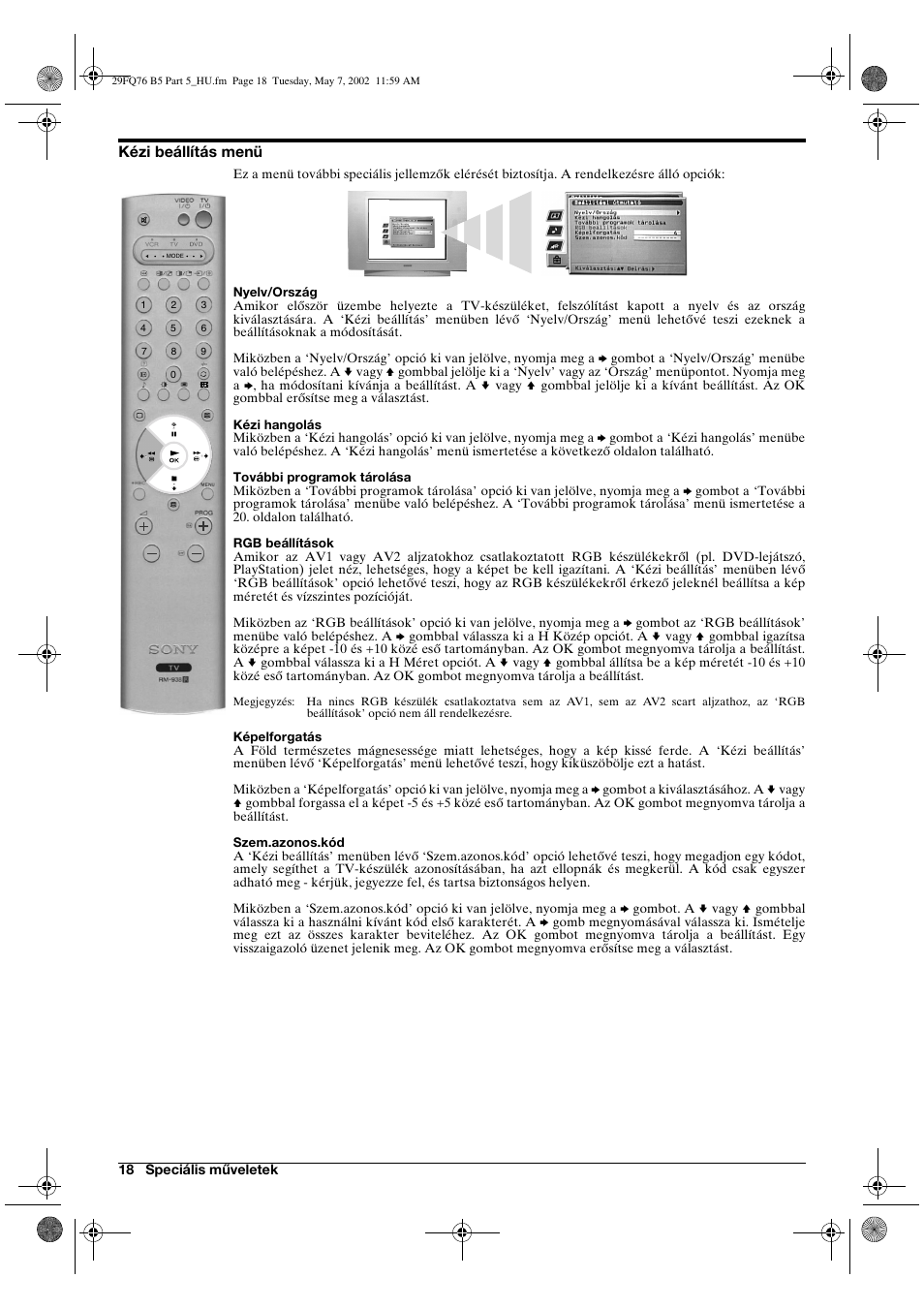 Sony WEGA KV-29FQ76 K User Manual | Page 92 / 148