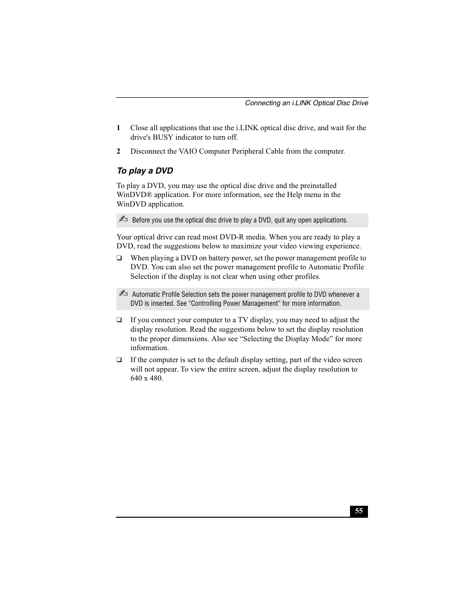 To play a dvd | Sony VAIO Viao PictureBook Computer User Manual | Page 55 / 146