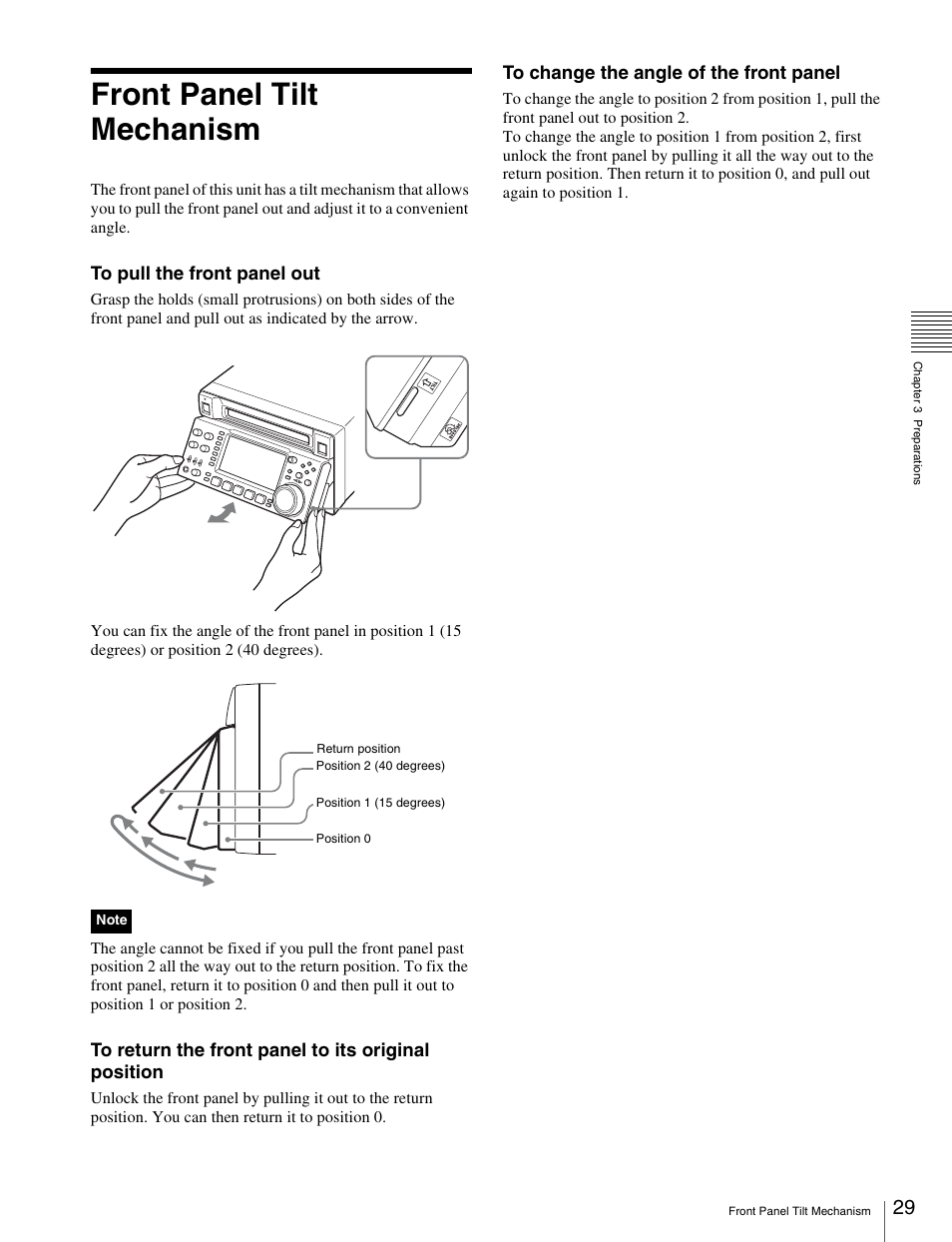 Front panel tilt mechanism | Sony XDCAM HD PDW-HD1500 User Manual | Page 29 / 158