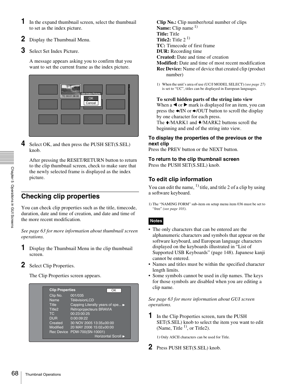 Checking clip properties | Sony XDCAM HD PDW-HD1500 User Manual | Page 68 / 158