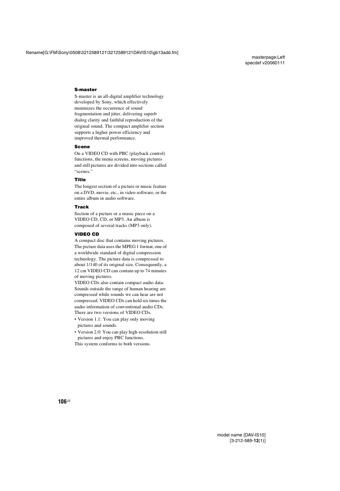 Sony DAV-IS10 User Manual | Page 106 / 123