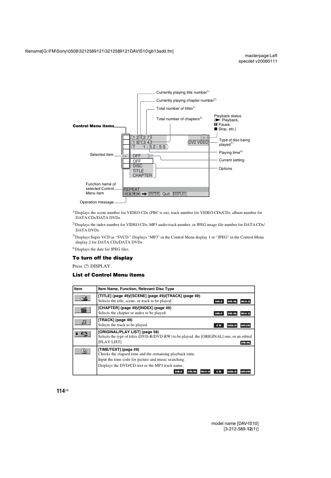Sony DAV-IS10 User Manual | Page 114 / 123