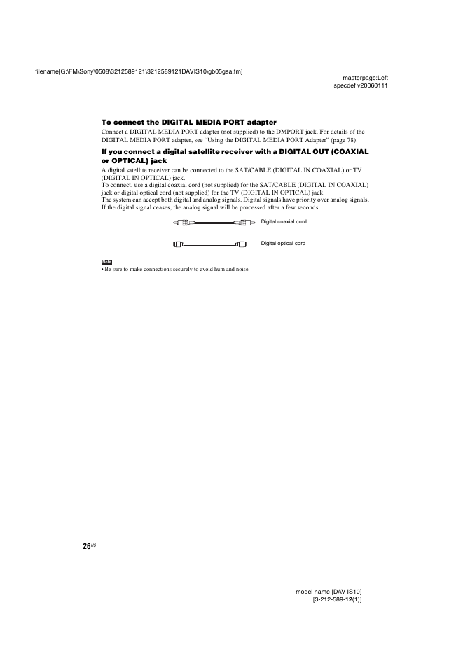 Sony DAV-IS10 User Manual | Page 26 / 123