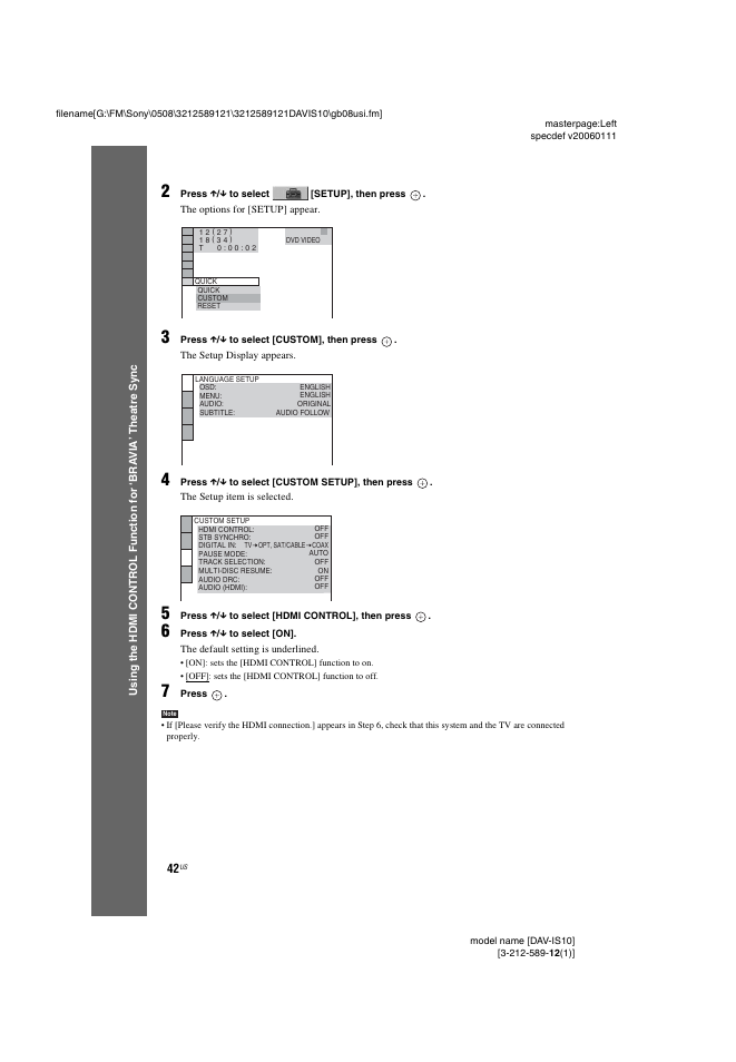Sony DAV-IS10 User Manual | Page 42 / 123