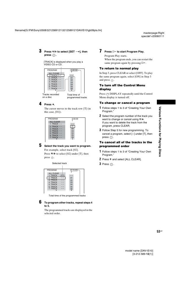 Sony DAV-IS10 User Manual | Page 53 / 123