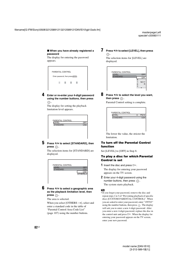 Sony DAV-IS10 User Manual | Page 82 / 123