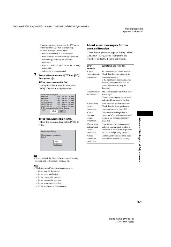 Sony DAV-IS10 User Manual | Page 85 / 123