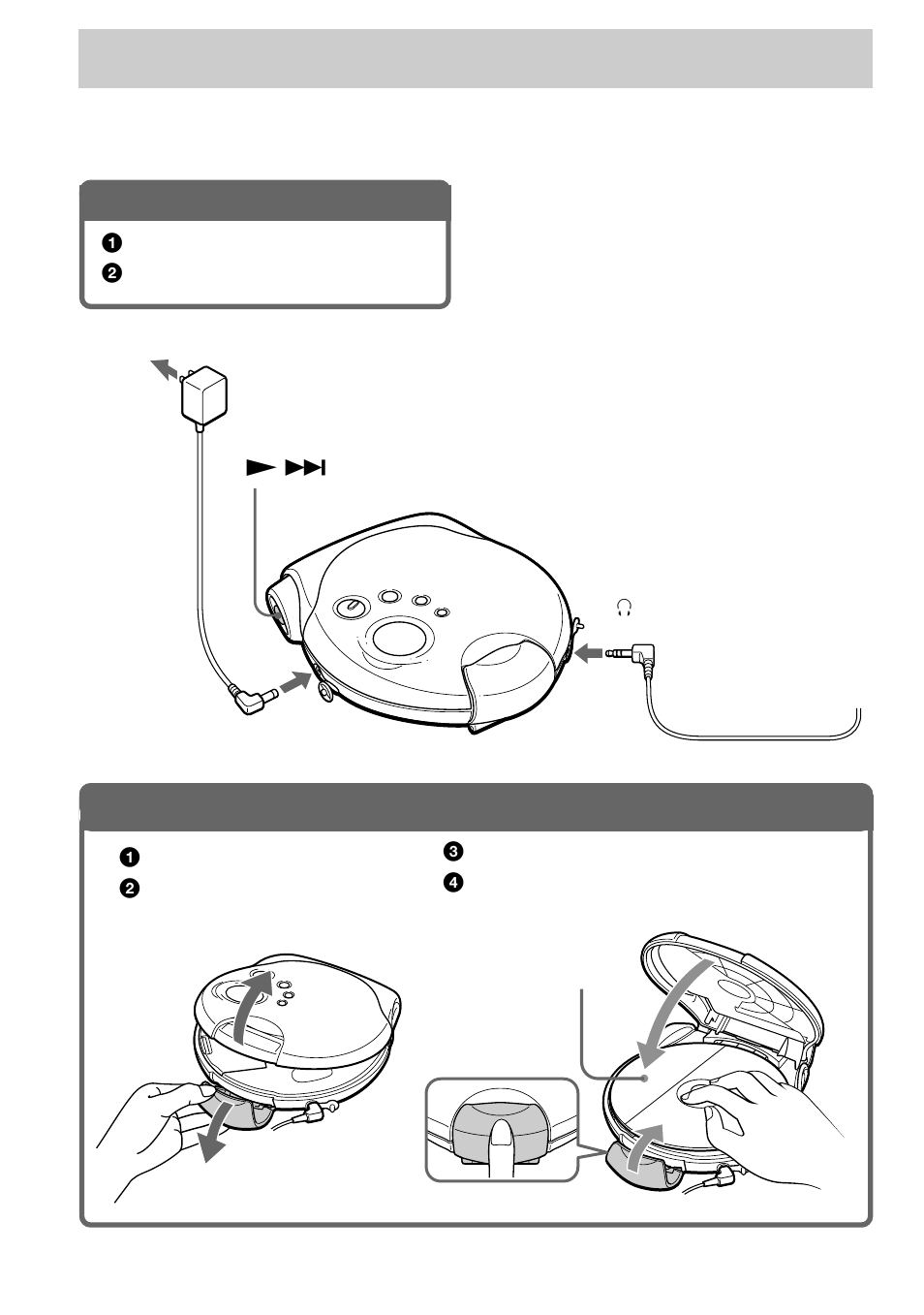 Playing a cd, Connect your cd player, Insert a cd | 1 . connect your cd player, 2 . insert a cd | Sony D-SJ301 User Manual | Page 6 / 24