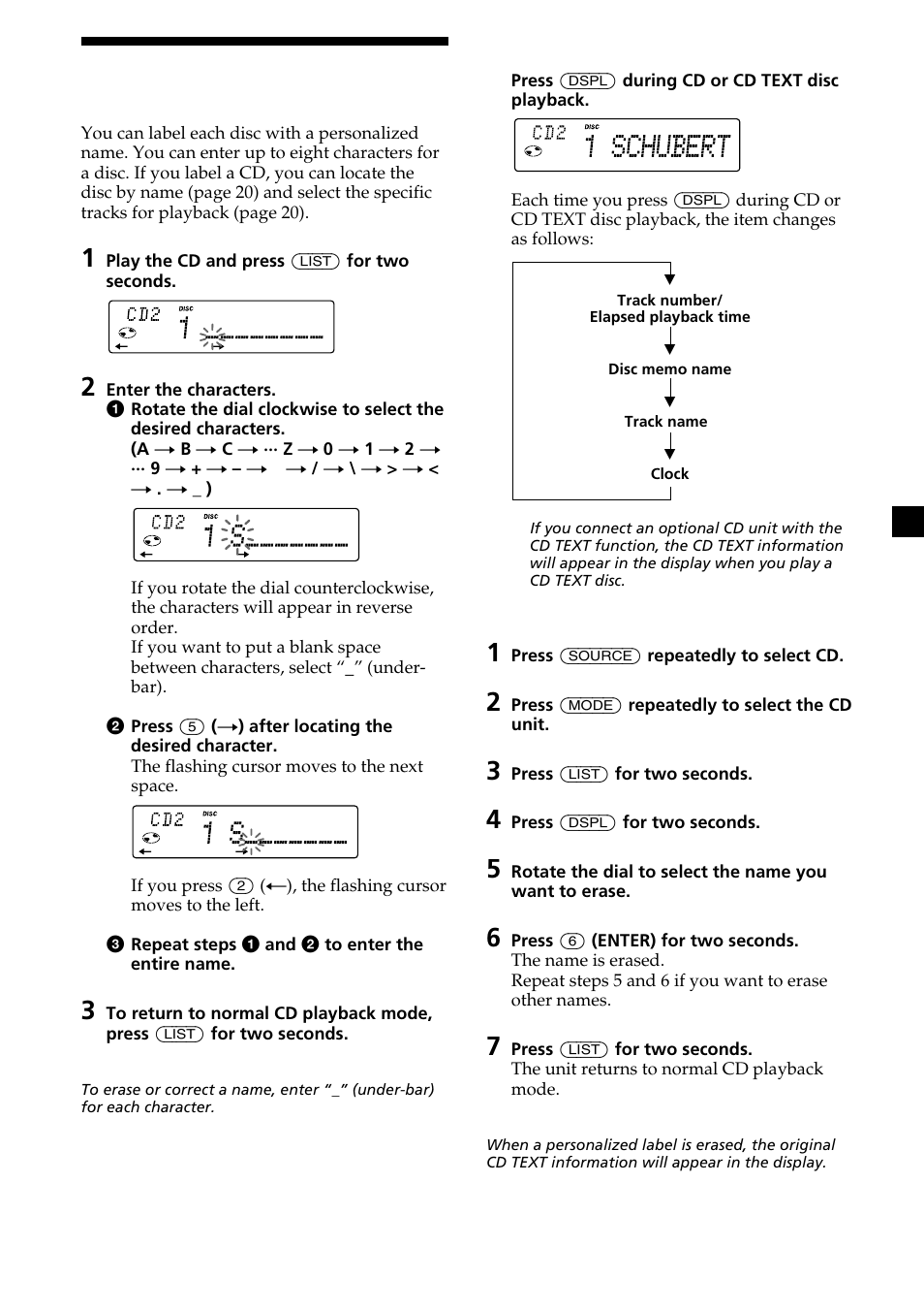 Labeling a cd | Sony CDX-C6850 User Manual | Page 19 / 28