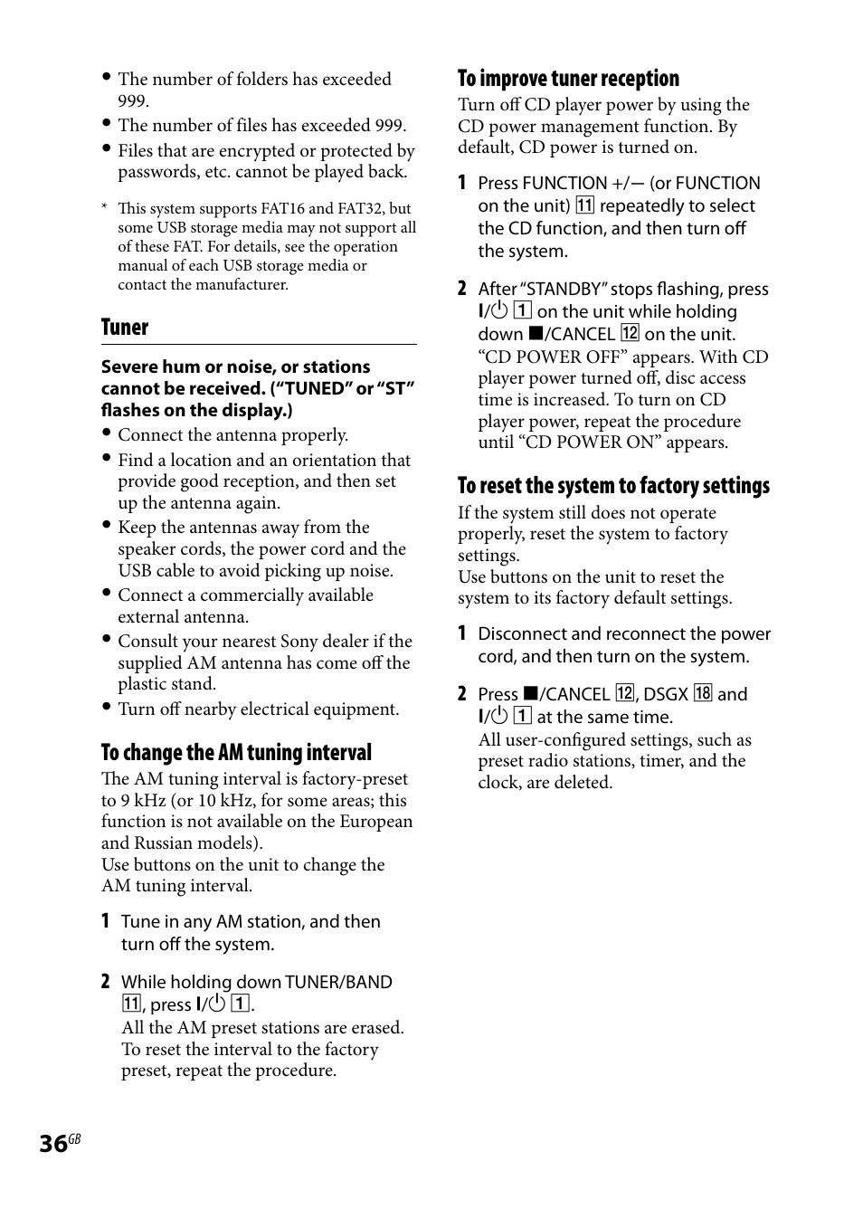 Tuner | Sony CMT-HX70BTR User Manual | Page 36 / 44