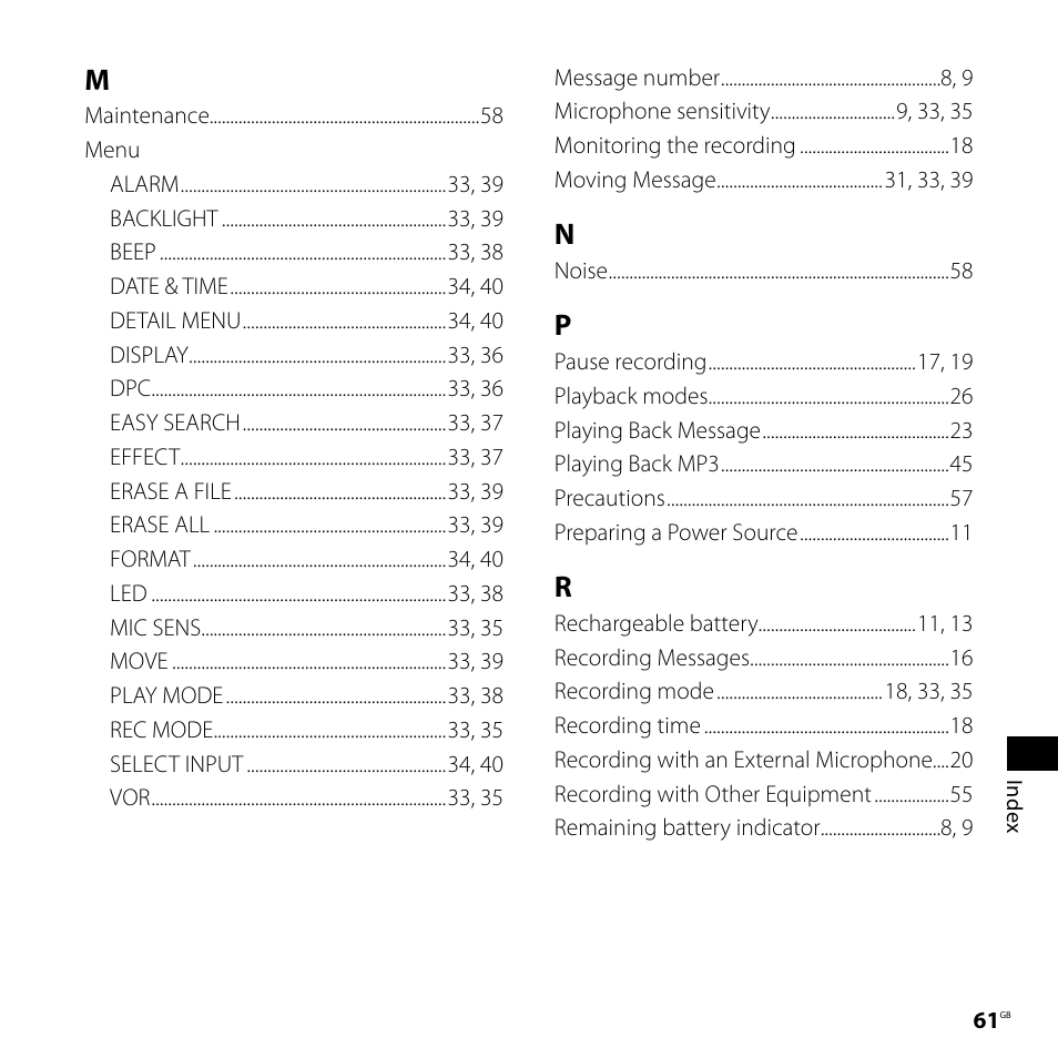 Sony ICD-UX70 User Manual | Page 61 / 64