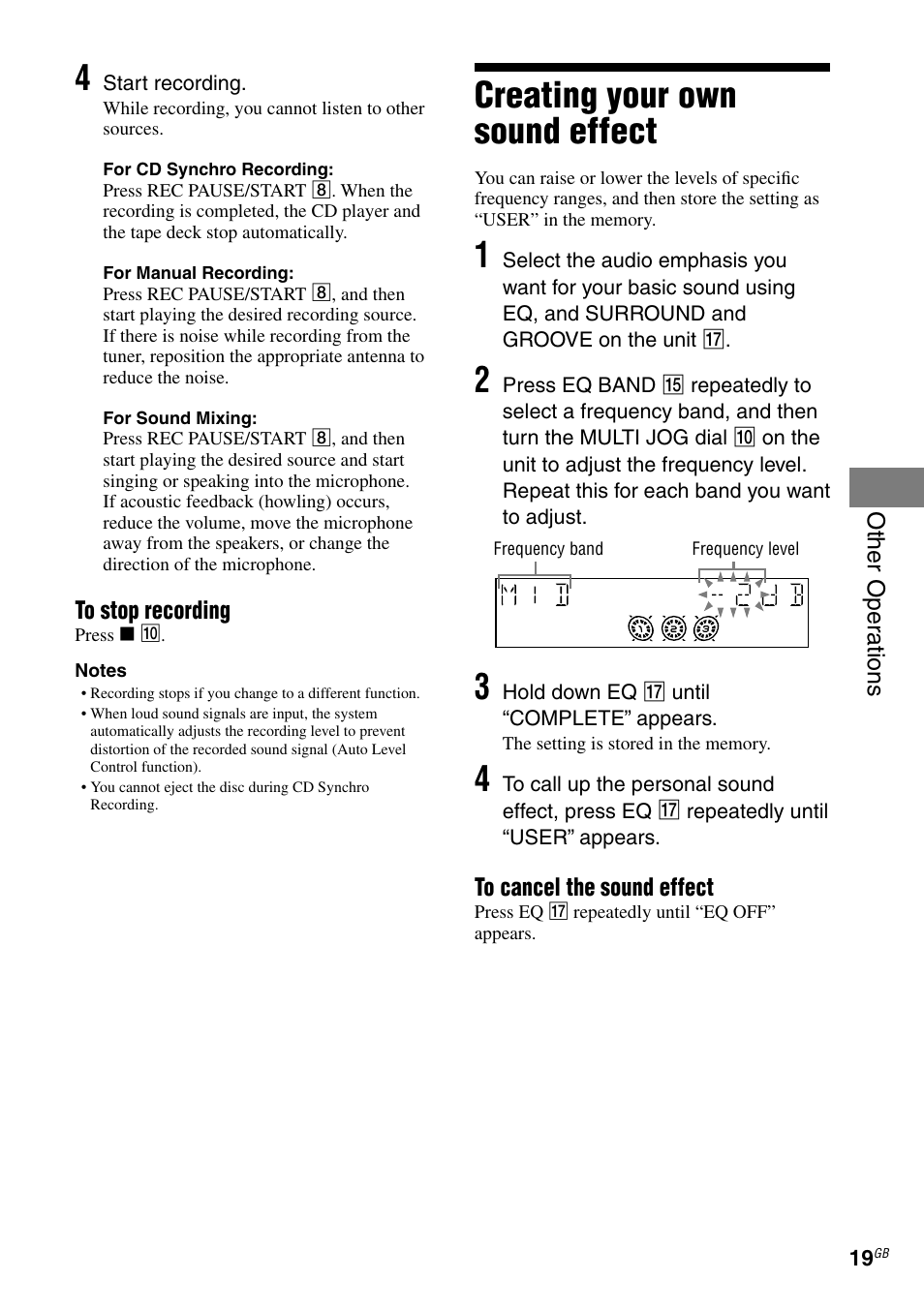 Creating your own sound effect | Sony RG590S User Manual | Page 19 / 32