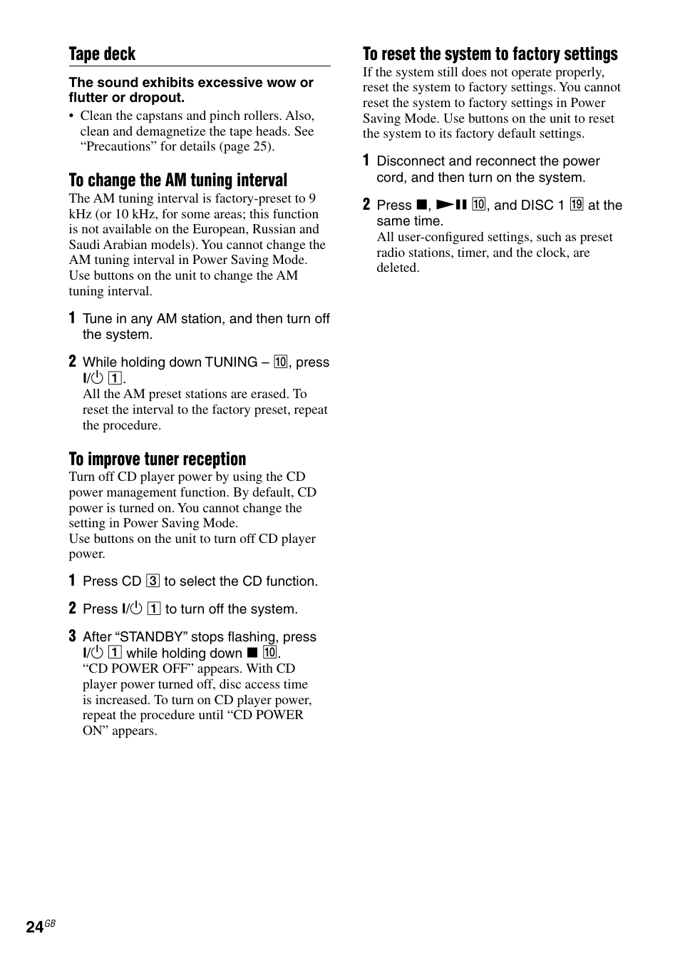 Tape deck | Sony RG590S User Manual | Page 24 / 32