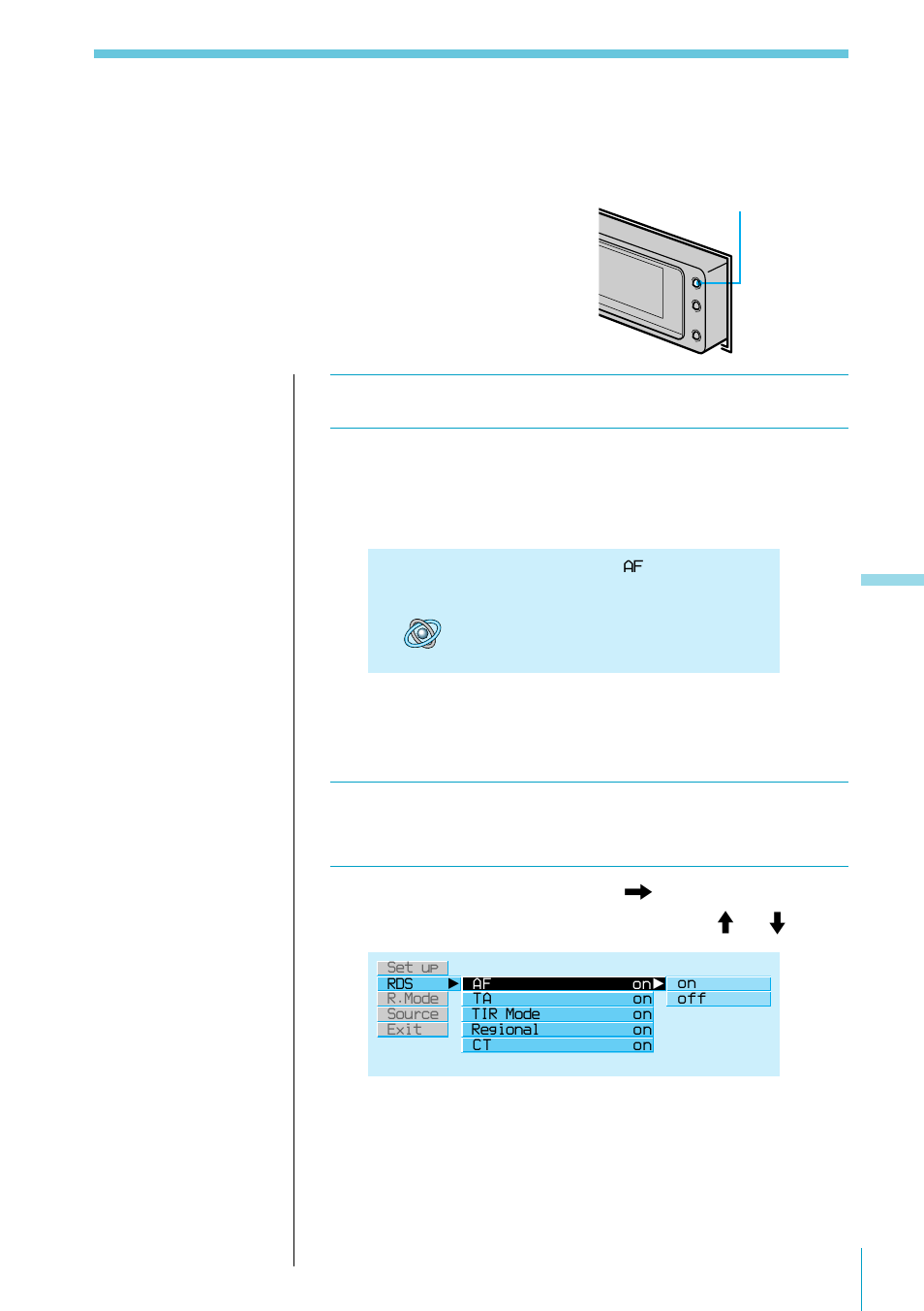 Re-tuning the same programme automatically, Fm af on 4 bbc r1, Alternative frequencies (af)) | Sony XES User Manual | Page 37 / 72