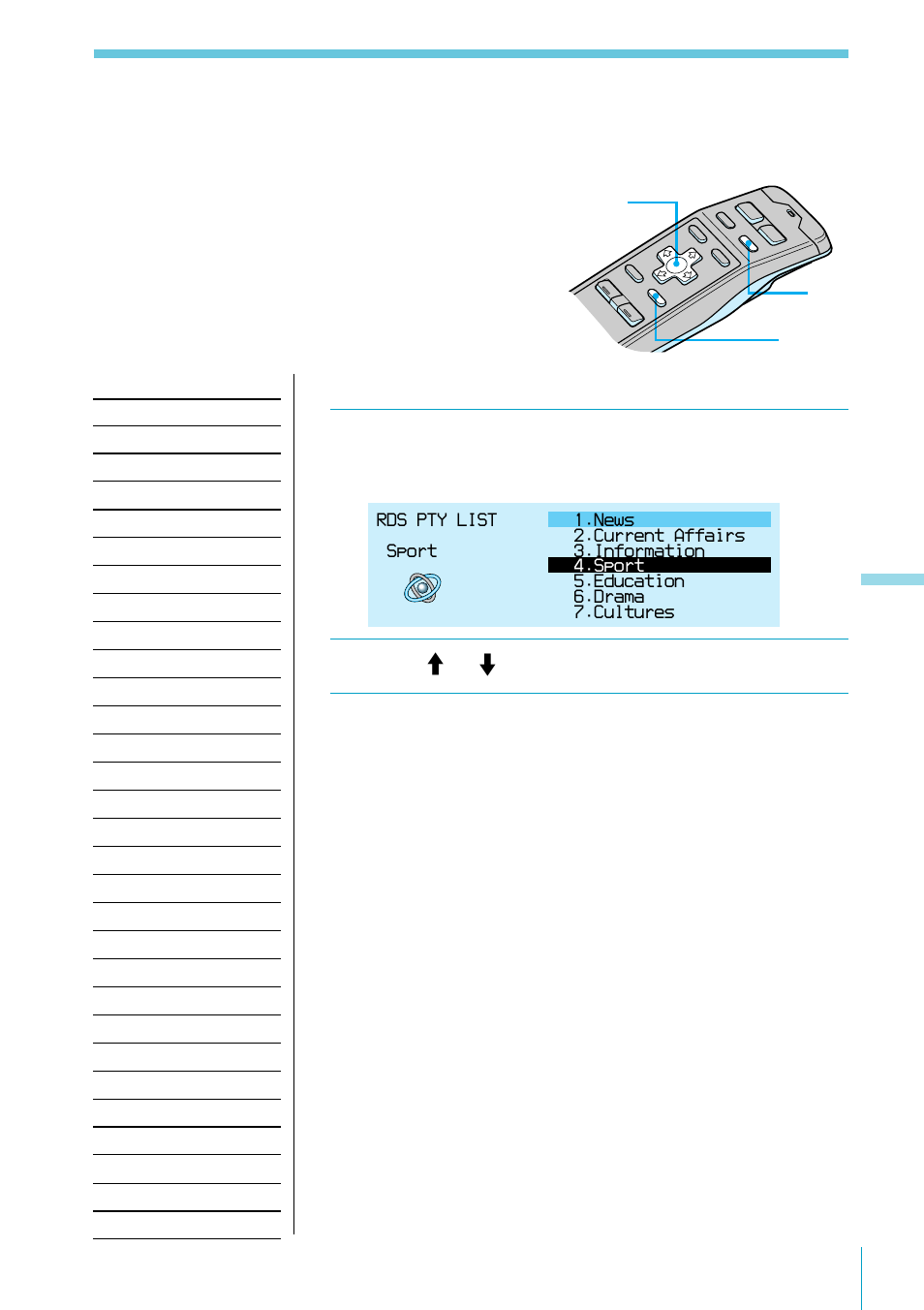 Selecting a programme type, Locating an rds station by programme type, Programme type selection (pty) function) | Sony XES User Manual | Page 51 / 72
