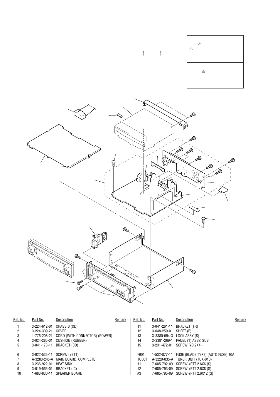 Exploded views, Chassis section | Sony CDX-CA530X User Manual | Page 28 / 40