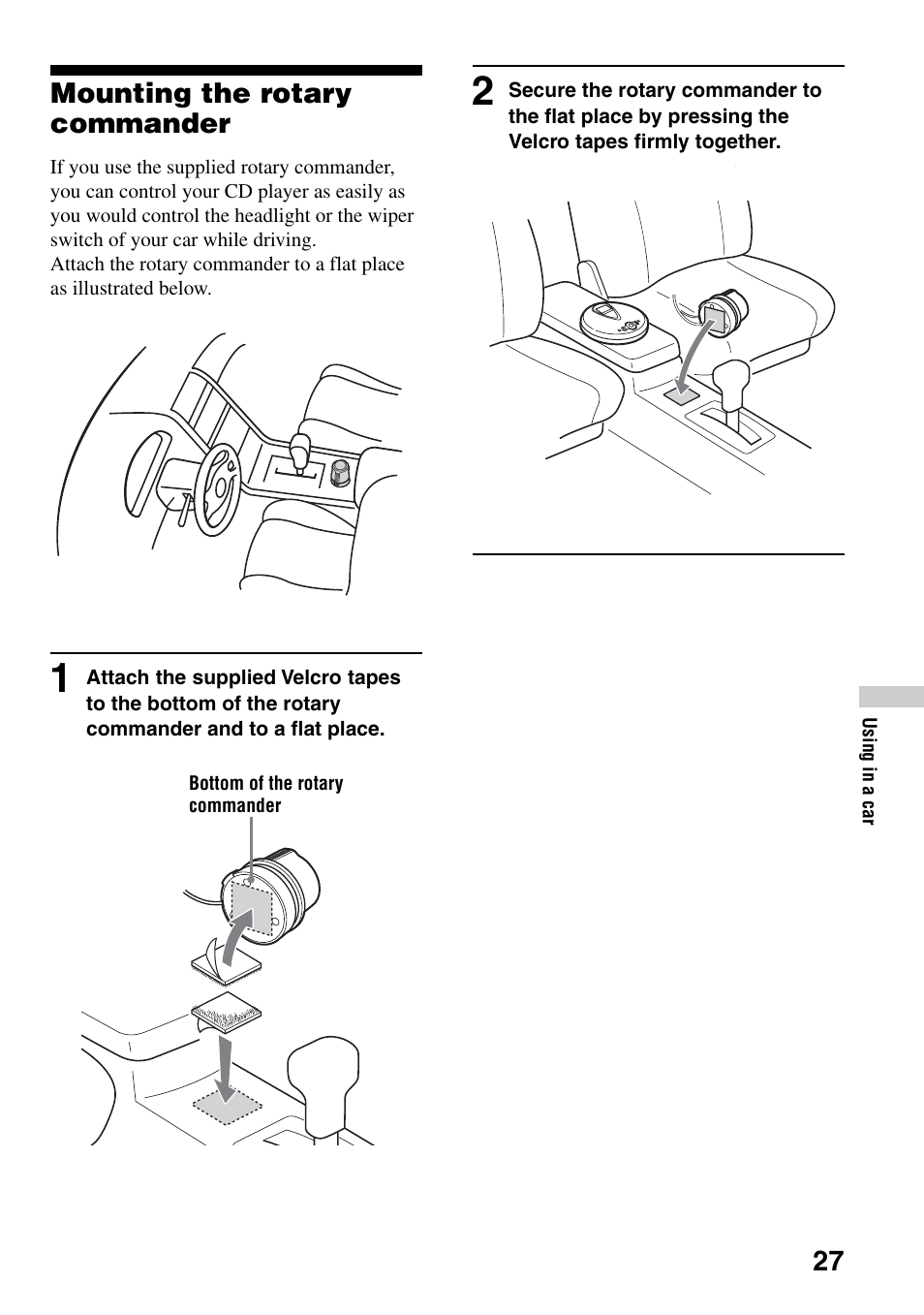 Mounting the rotary commander | Sony Atrac3/MP3 CD Walkman D-NE306CK User Manual | Page 27 / 40
