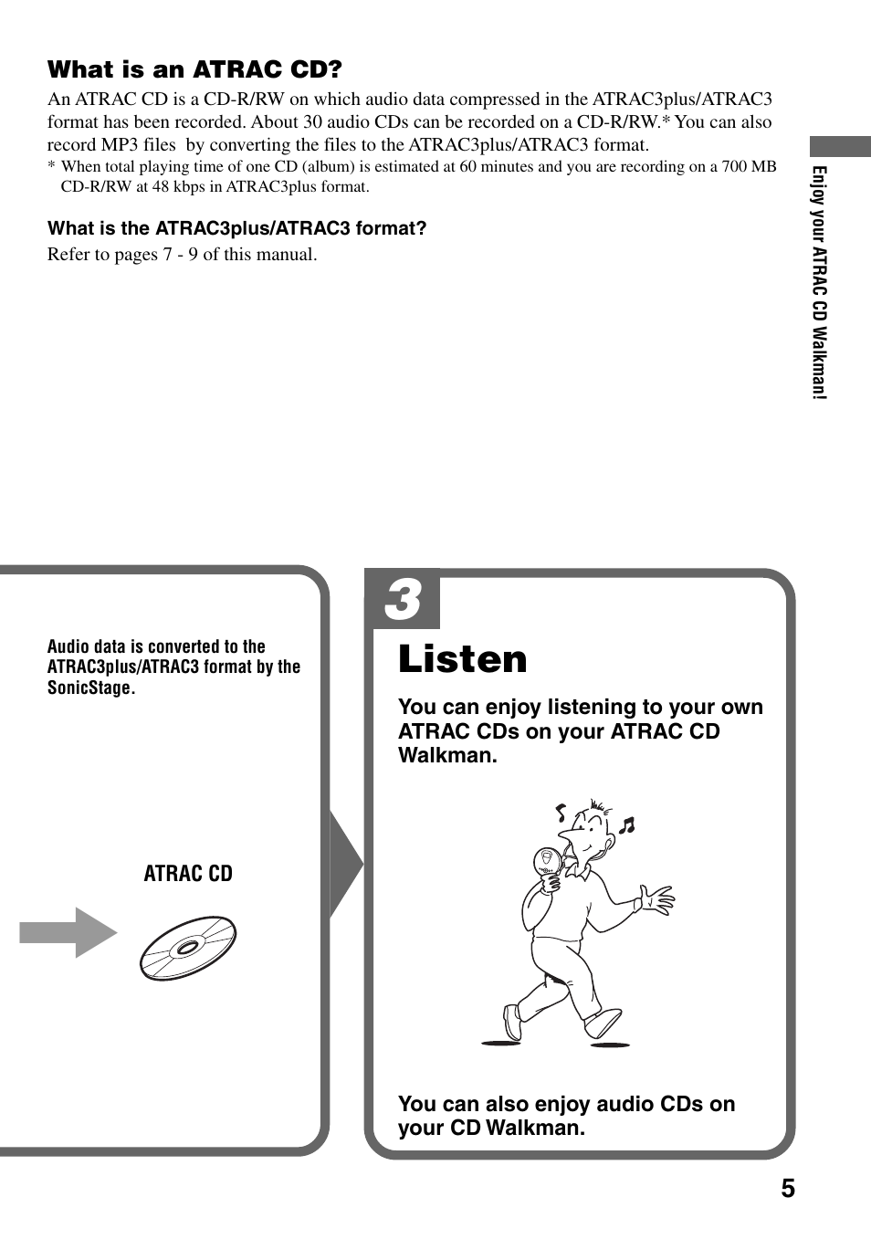 Listen | Sony Atrac3/MP3 CD Walkman D-NE306CK User Manual | Page 5 / 40