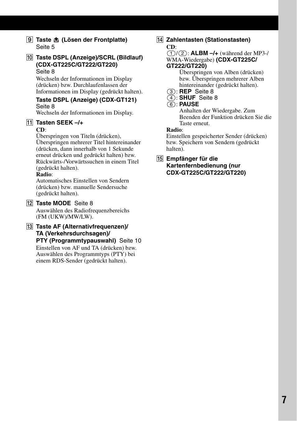 Sony CDX-GT225C User Manual | Page 25 / 100