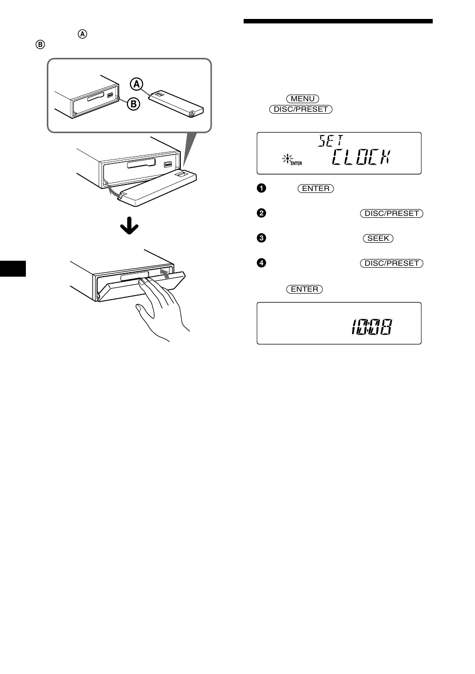 Setting the clock | Sony XR-CA610X User Manual | Page 8 / 28