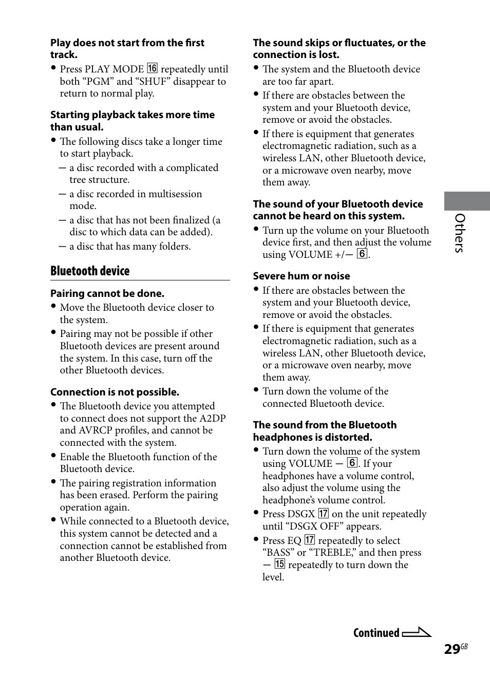 Others, Bluetooth device | Sony CMT-HX5BT User Manual | Page 29 / 40