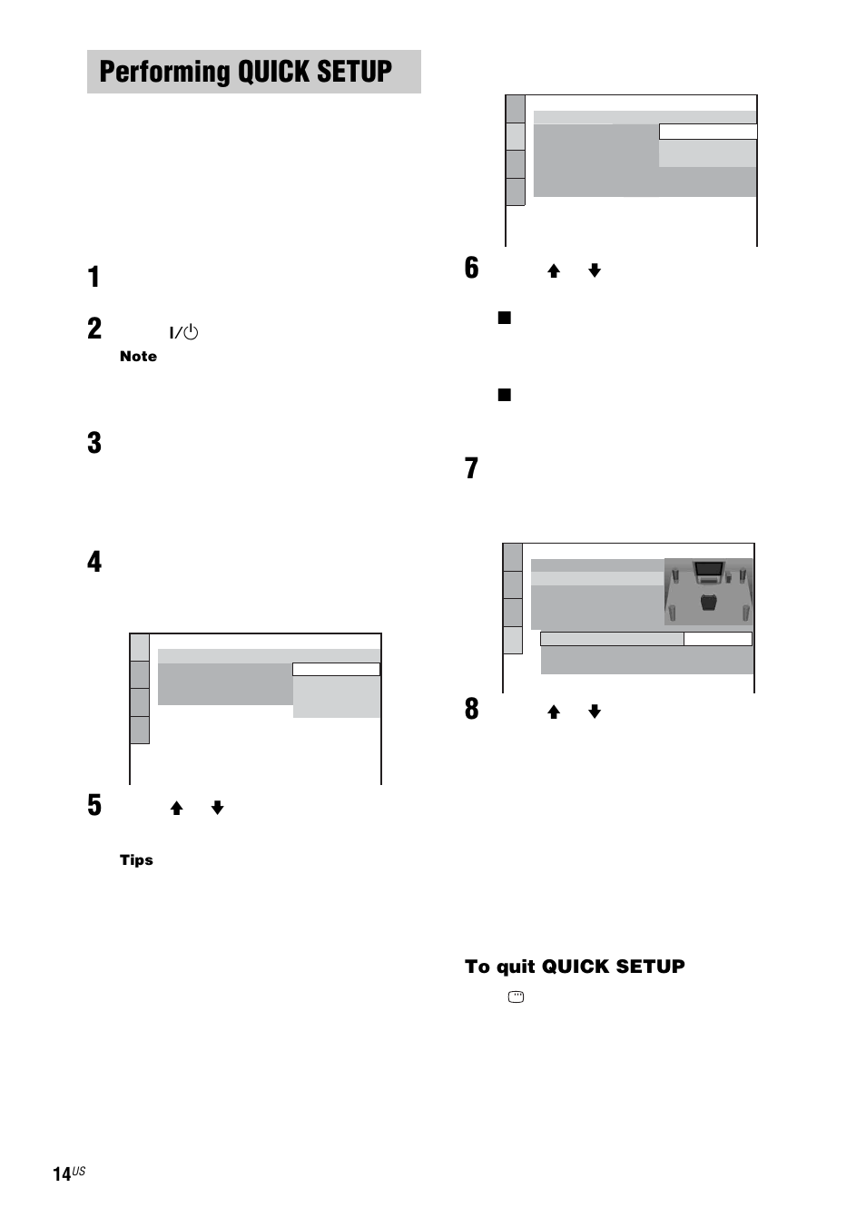 Performing quick setup | Sony FST-ZX100D User Manual | Page 14 / 96