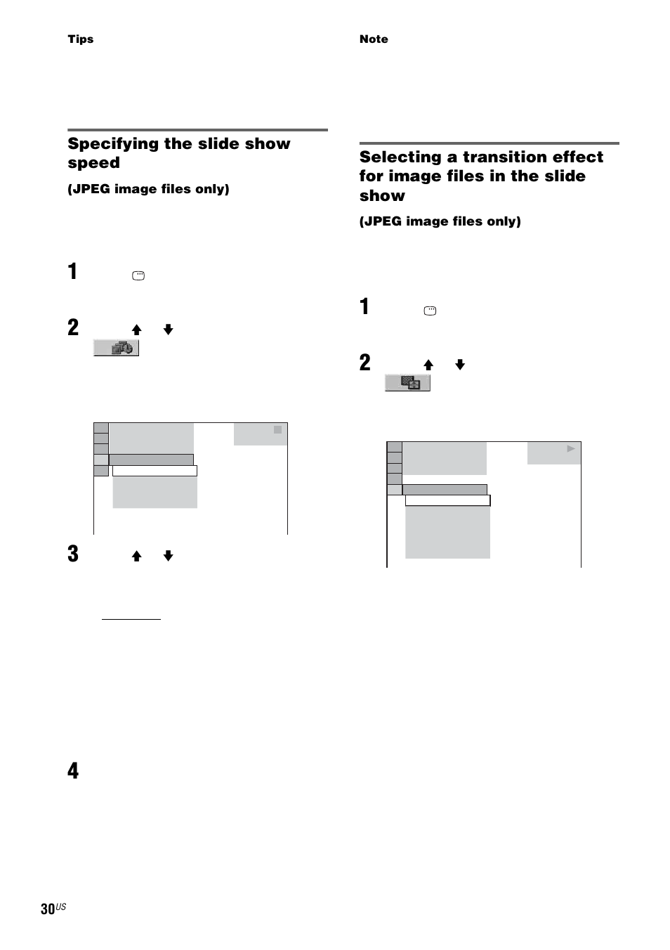 Specifying the slide show speed | Sony FST-ZX100D User Manual | Page 30 / 96