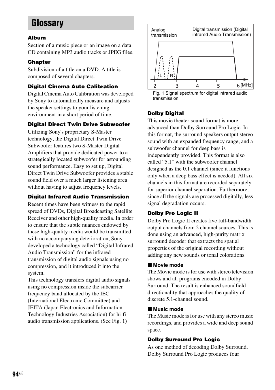 Glossary | Sony DAV-FX900W User Manual | Page 94 / 112