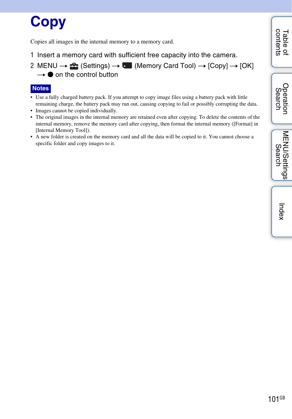 Copy | Sony Cyber-shot 4-162-397-11(1) User Manual | Page 101 / 137
