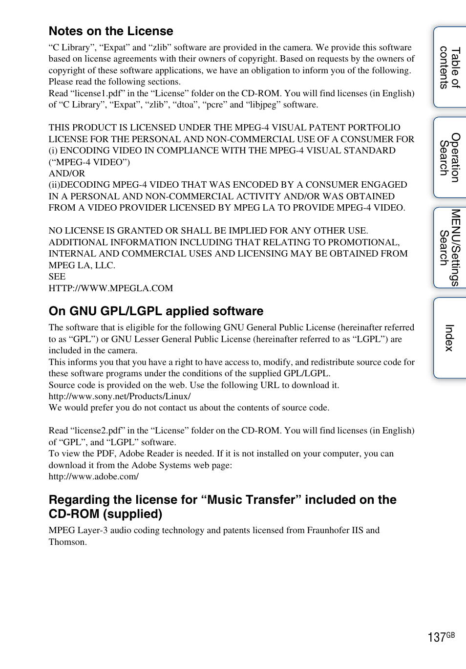 Sony Cyber-shot 4-162-397-11(1) User Manual | Page 137 / 137