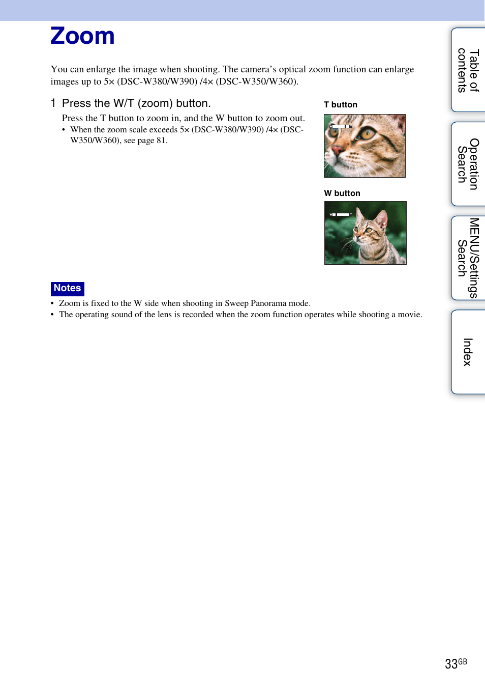 Zoom, N (33) | Sony Cyber-shot 4-162-397-11(1) User Manual | Page 33 / 137
