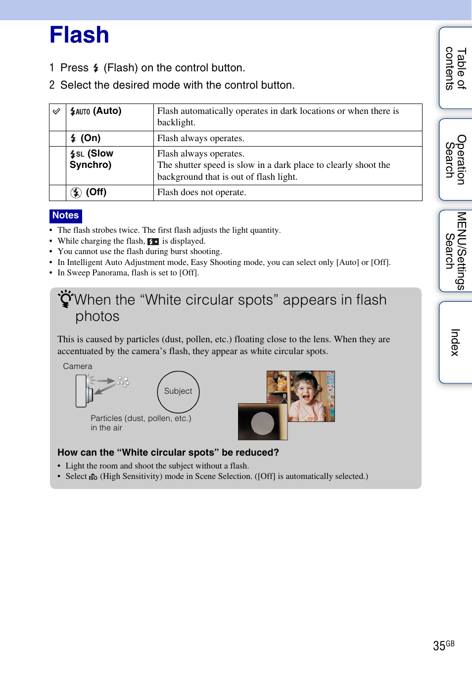 Flash | Sony Cyber-shot 4-162-397-11(1) User Manual | Page 35 / 137