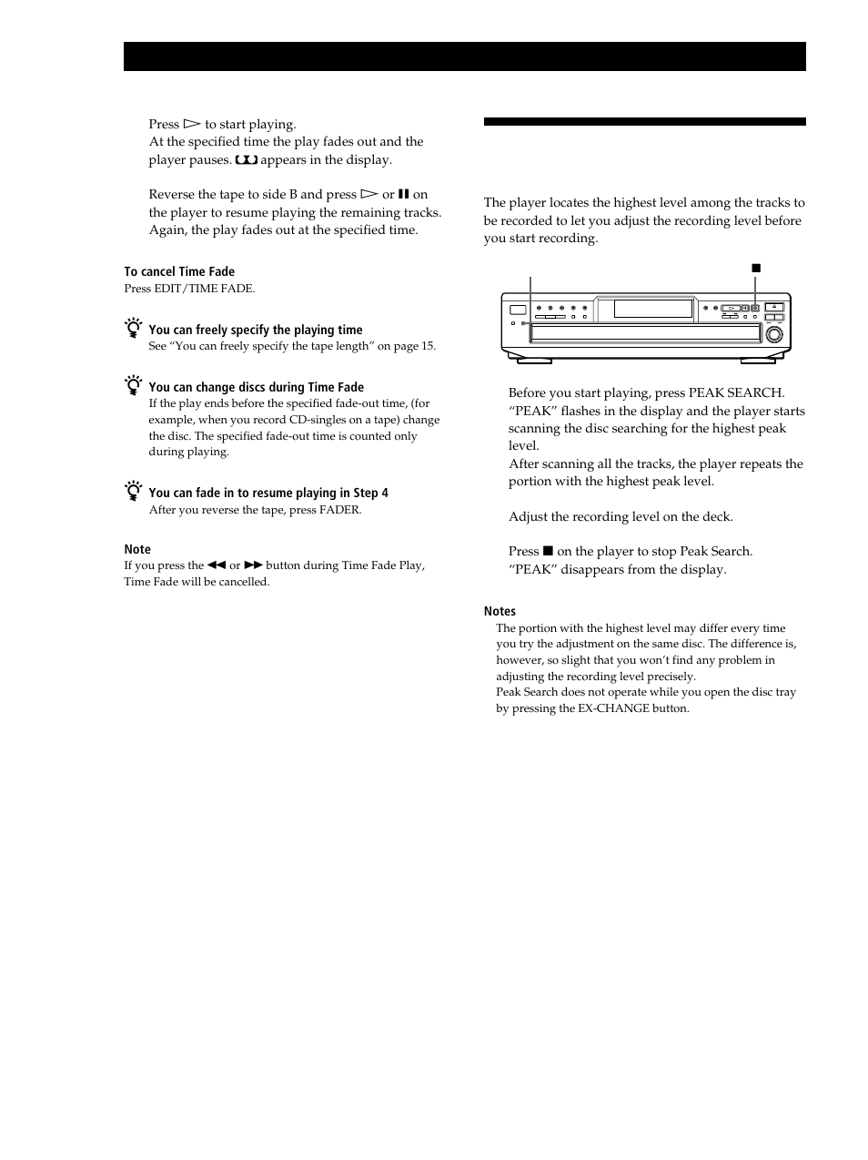Adjusting the recording level (peak search), Recording from cds | Sony CDP-CE245 User Manual | Page 16 / 56