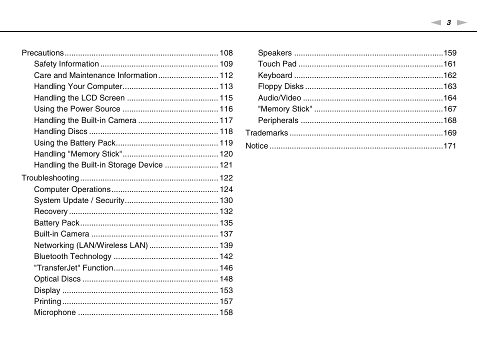 Sony VAIO VPCF12 Series User Manual | Page 3 / 172