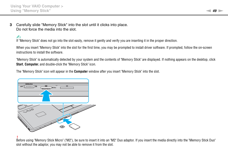 Sony VAIO VPCF12 Series User Manual | Page 49 / 172