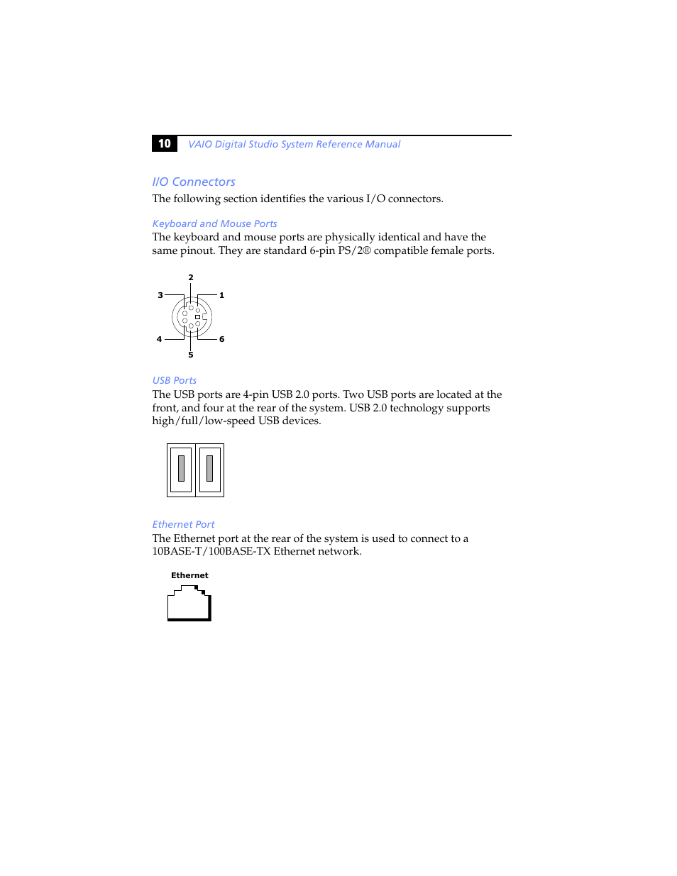 I/o connectors, 10 i/o connectors | Sony PCV-RXP-RZP User Manual | Page 24 / 100