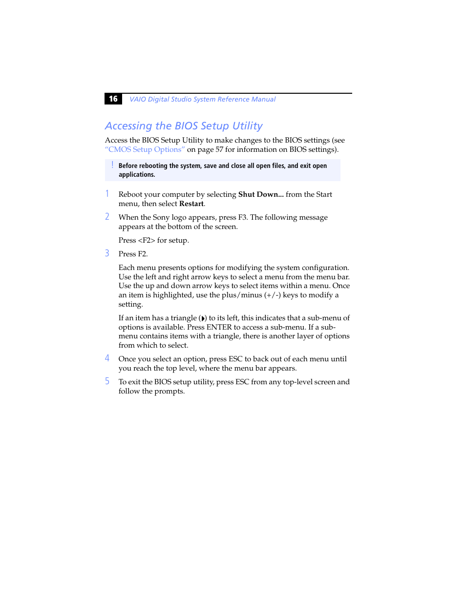 Accessing the bios setup utility | Sony PCV-RXP-RZP User Manual | Page 30 / 100