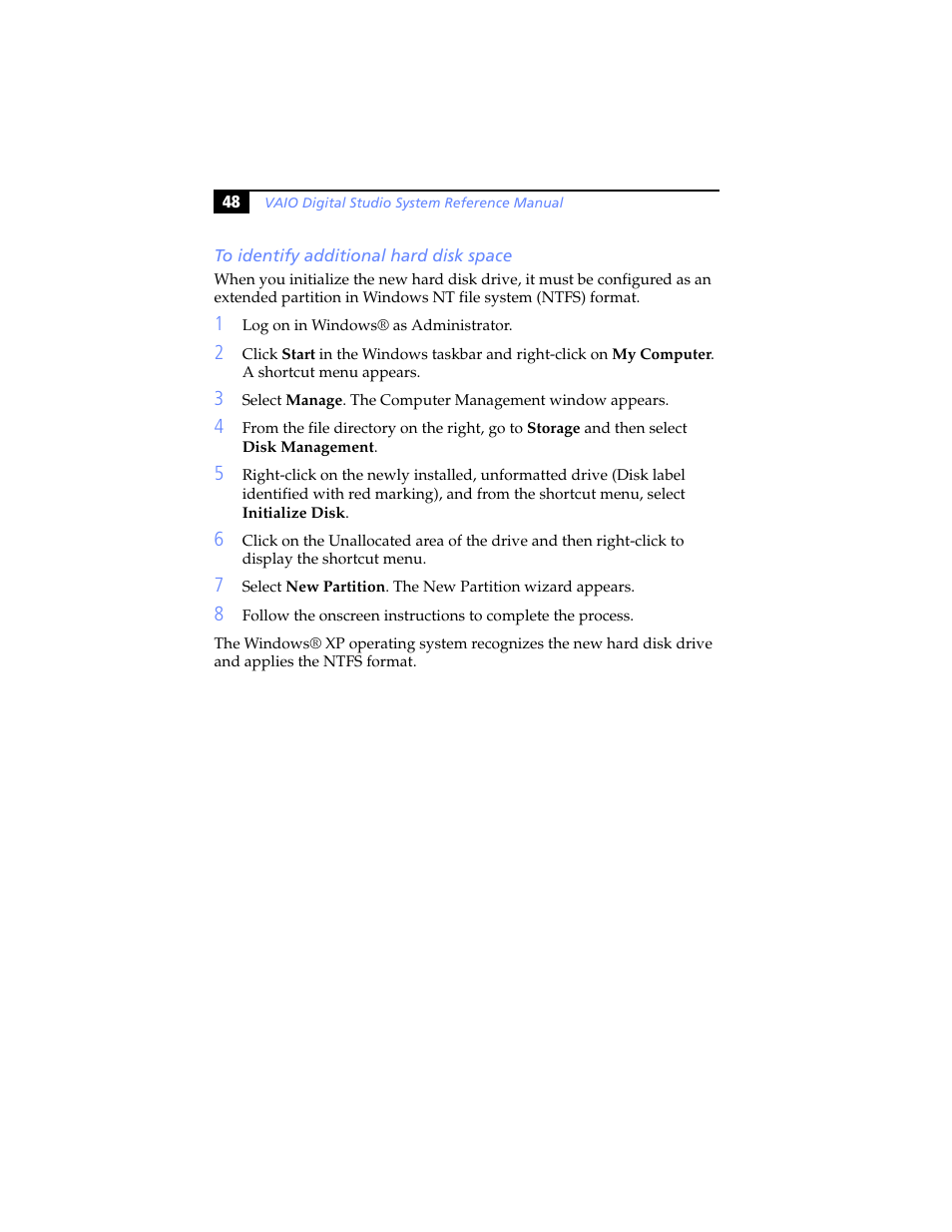 To identify additional hard disk space | Sony PCV-RXP-RZP User Manual | Page 62 / 100